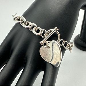 Sterling Silver Links Bracelet With Hearts #342